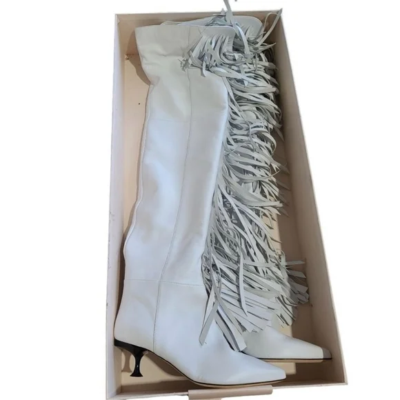 Sergio Rossi White Leather Over the Knee Boots IT 36 US 6 - Picture 14 of 16